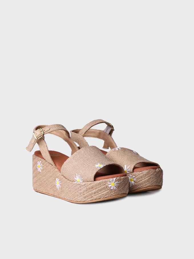 Dames espadrilles met hoge hakken en madeliefjes | SEOUL
