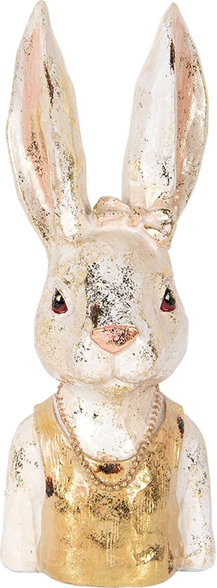 Clayre & Eef Decoratie Beeld Konijn 29 cm Wit Kunststof