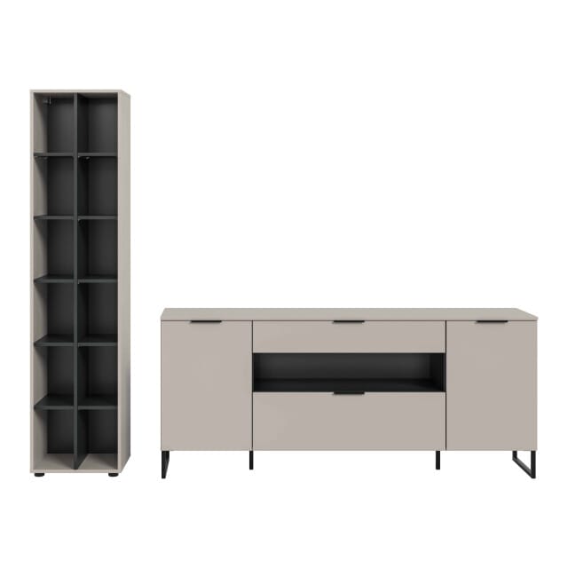 Noida woonkamercombinatie kasjmier NB zwart NB - 41x245x192cm