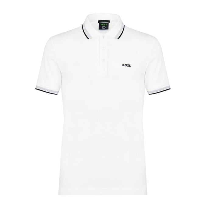Boss Herenpoloshirt ‘Paddy’ met contrasterende boorden (Wit)
