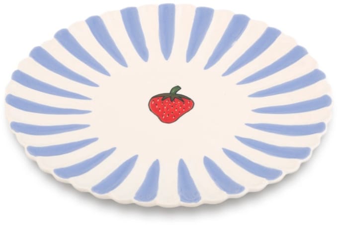 Dinerbord Fruity Strawberry – Paars/Wit – Aardewerk – ø 28 cm - Dishes & Deco