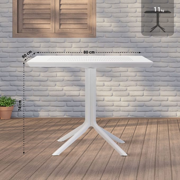 CLP Lenval Tuintafel - Weerbestendig UV-Bestendig - Voor Balkon - Tuin - Terras - Binnengebruik - Compact - wit