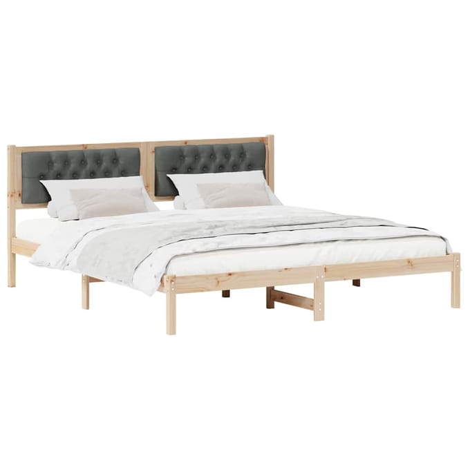 vidaXL - Bedframe - Donkergrijs - 160 - x - 200 - cm - Massief - grenenhout