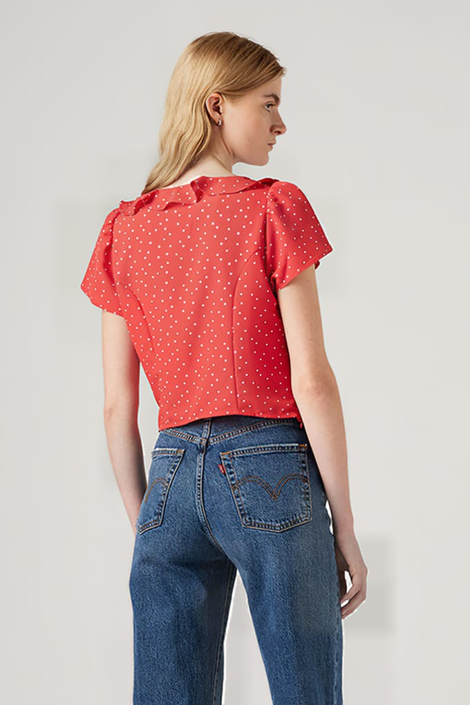Levi's Mylene Blouse Galia Dot Coral Red Print Taglia: M | Magliette intime Outlet | Donna | Arancia