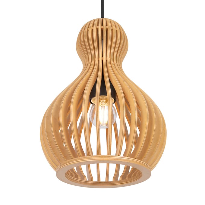 Hanglamp Maytoni Roots, Ø 20 cm, hoogte 27 cm, hout/zwart