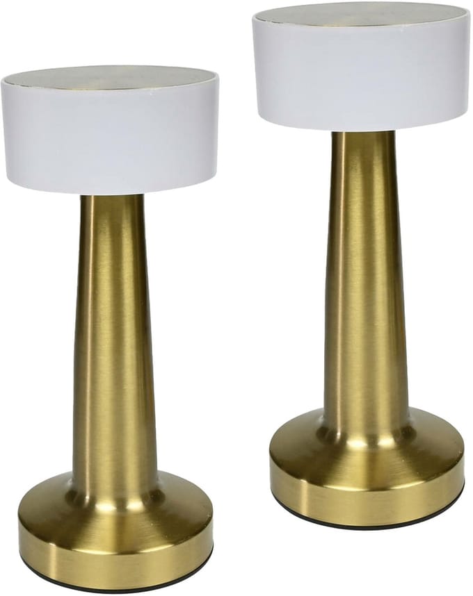 Benson LED tafellamp oplaadbaar - 2x - goud - aanraaksensor - metaal - draadloos - 21 cm