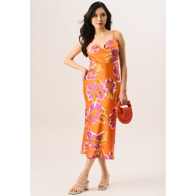 Midi-jurk met bloemenprint en col