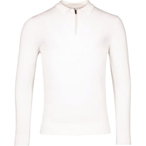 Thomas Maine Trui Pullover Polo Half Zip Collar Single Knit Off White / male