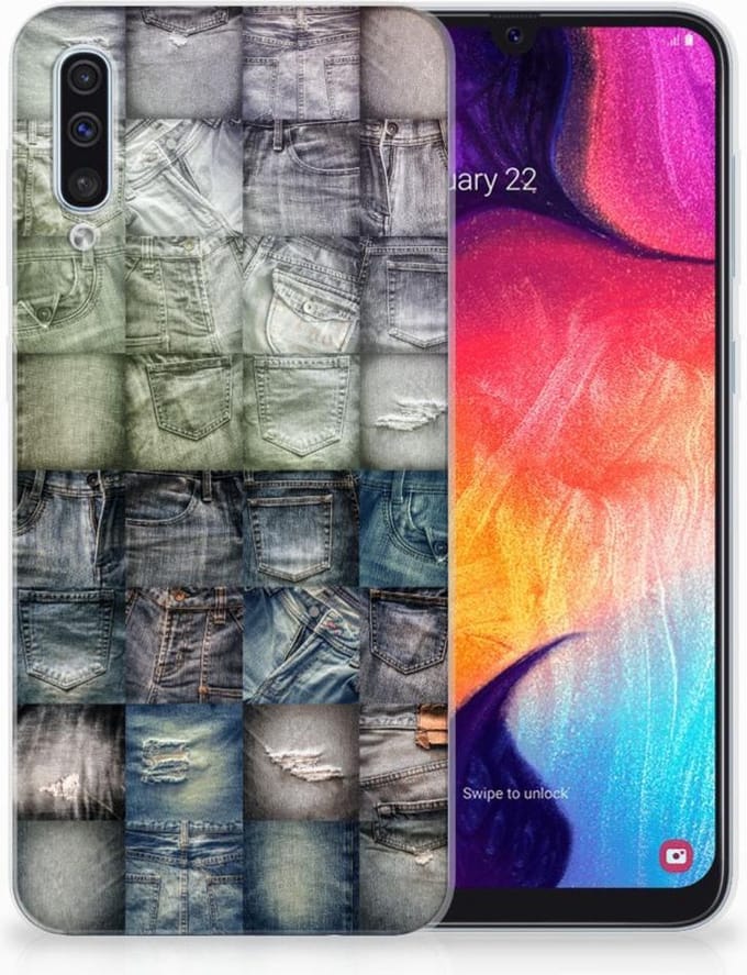 Silicone Back Cover Samsung Galaxy A50 Spijkerbroeken