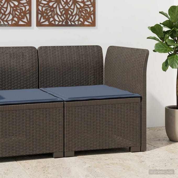 vidaXL - Eén-zits - Tuin - Sofa - met - Kussen - Rieten - Look - PP - Lichtgrijs