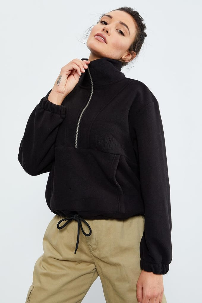 Over-sized Halve rits Pluche Sweatshirt