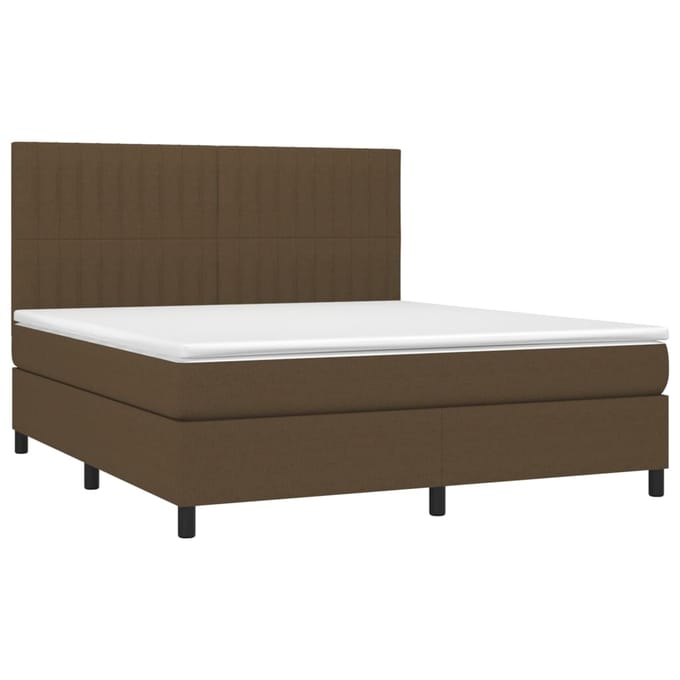 vidaXL - Boxspring - met - matras - en - LED - stof - donkerbruin - 160x200 - cm