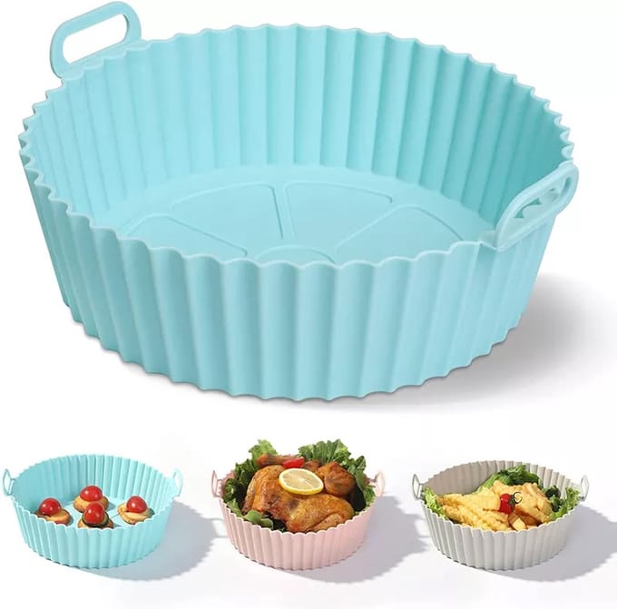 Papillon Airfryer bakje - Siliconen - Herbruikbaar - 20 cm - Grijs
