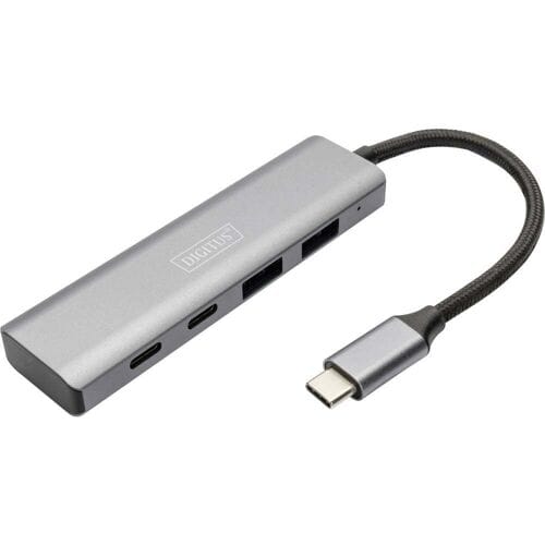 Digitus DA-70245 DA-70245 USB-hub 4 poorten USB-A USB 3.2 Gen2 10 GBit/s Met aluminium behuizing Donkergrijs