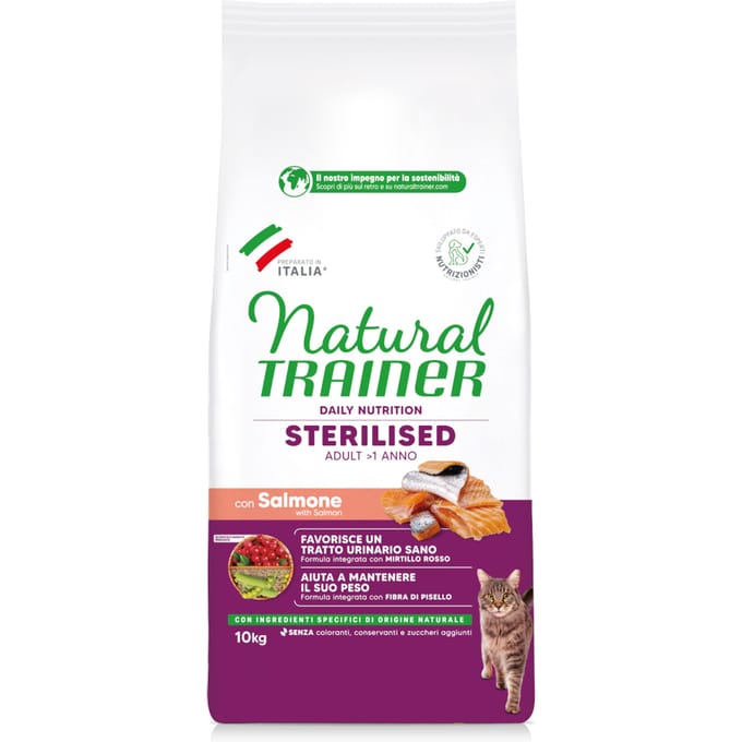 10 kg Sterilised Salmon Natural Trainer Droog kattenvoer