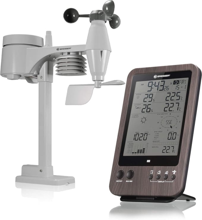 Draadloos Weerstation 5-in-1 met Buitensensor en Houtenlook
