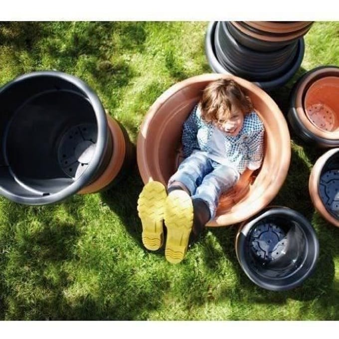 ELHO Pot de fleurs Green Basics Cilinder - Ø 64 x H 49 cm - Extérieur - 100% recyclé - Noir
