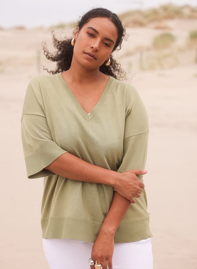 YEST CURVE Lorette Tops - Botanic Green - maat X-0(44)
