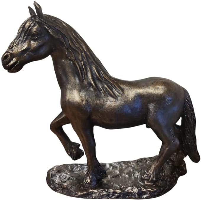 Fries paard - 24x25x10 cm - Neolith - Brons kleurig - Paarden beeld