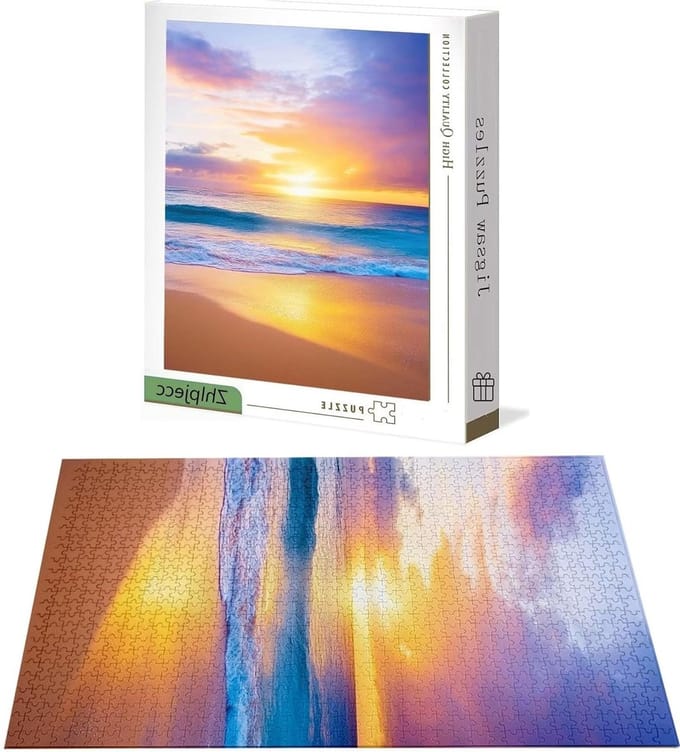Houten Puzzel - Legpuzzel Kunstpuzzel - Ontspanning thuis - Grote afmeting - 141 x 87 cm - Zonsondergang