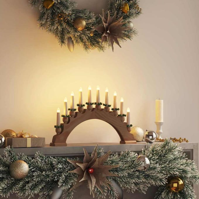 vidaXL - Kerst - Kaarsenboog - met - 10 - LED - Kaarsen - LED's - Warmwit
