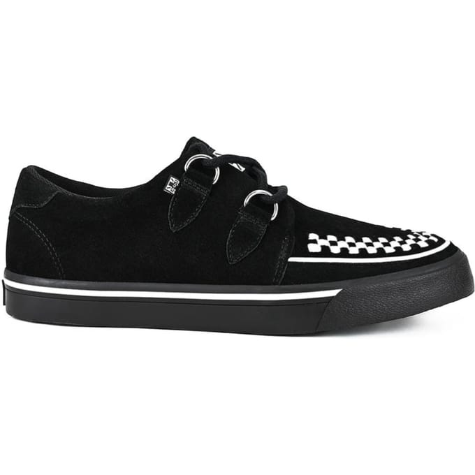 TUK Pointed Creeper Sneaker Zwart Wit Suède Platform Schoenen - A9182