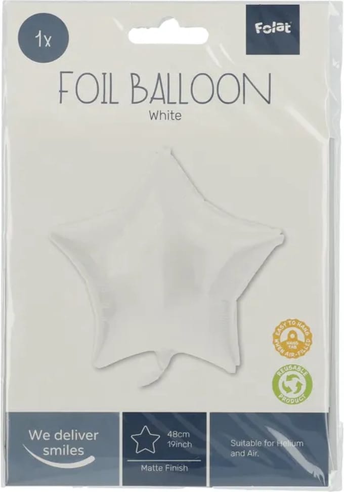 Folat - Folieballon Ster Wit - 48 cm