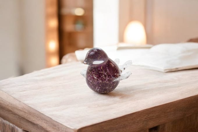 Mini urn met bladgoud - Paars - Vleugels - Mini urn Dieren - Katten urn
