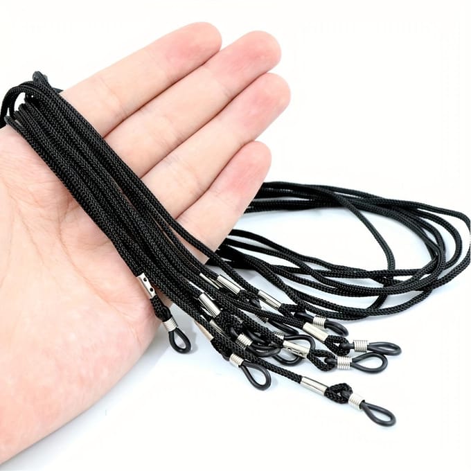 12 stuks Stevige Brilbandhouder Antislip Brilband, Elastische Brilketting Lanyard Houder Dames Heren black