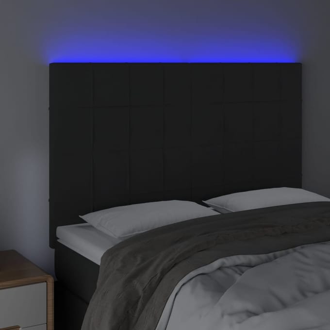 vidaXL - Hoofdbord - LED - 144x5x118/128 - cm - fluweel - zwart