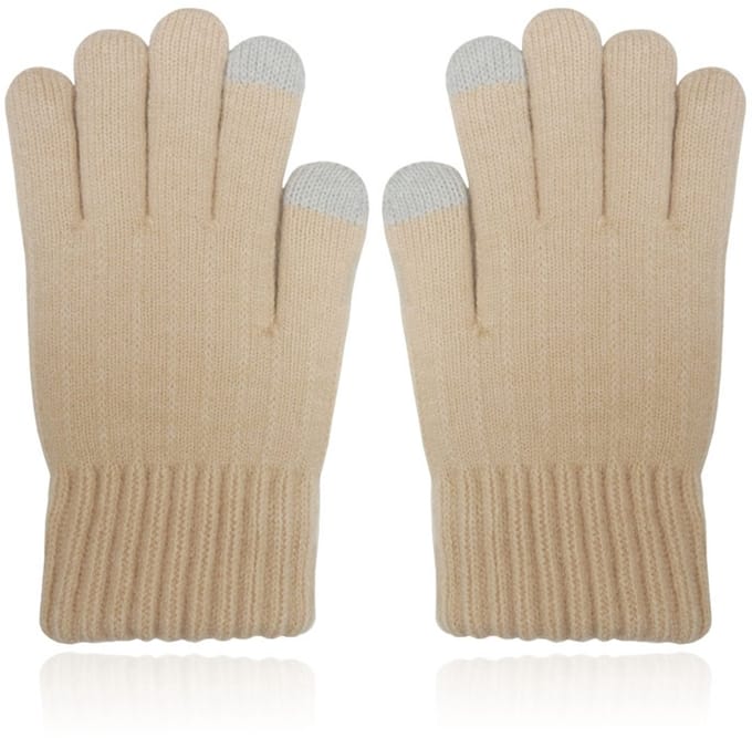 LGT JWLS Beige Gebreide Dameshandschoenen - Extra Warme Voering