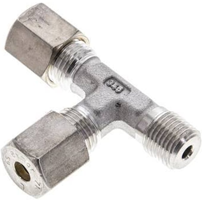 6S & R1/4'' RVS L-vorm Knelfitting Buitendraad 500bar ISO 8434-1