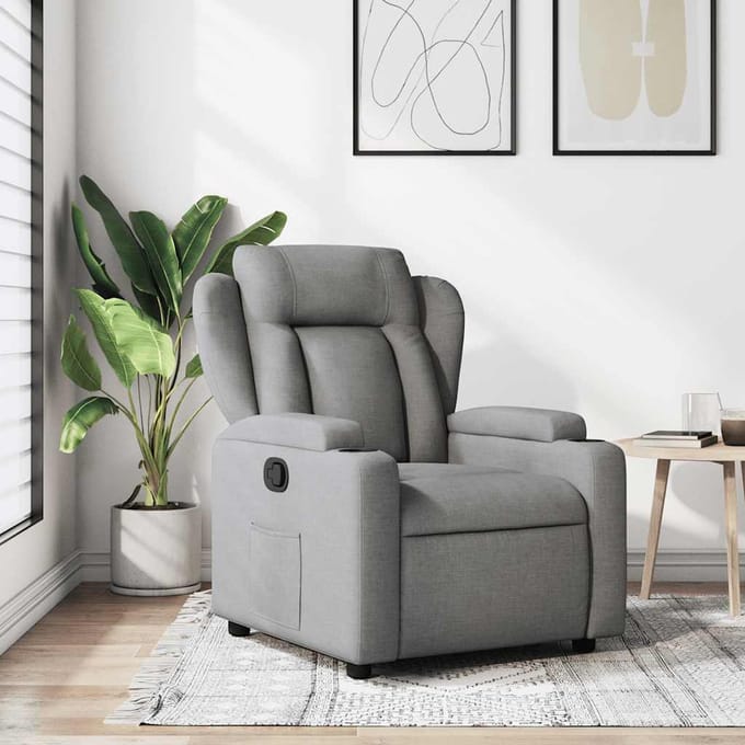 vidaXL - Fauteuil - verstelbaar - stof - lichtgrijs