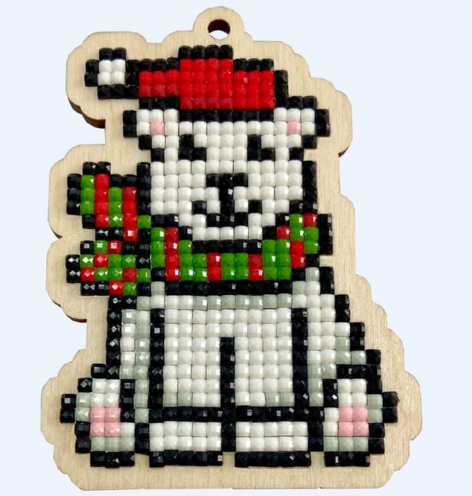 Diamond Painting - Setje met houten figuurtje DP SNOW BEAR WWP528