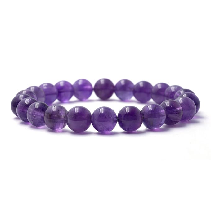 Bixorp Gems Amethist Edelstenen Armband - Gepolijste Edelsteen Kralenarmband