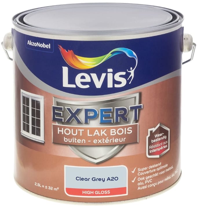 Levis - Expert Hout Lak Buiten High Gloss Mix - Clear Grey A20 - Mengverf - 2,5 L