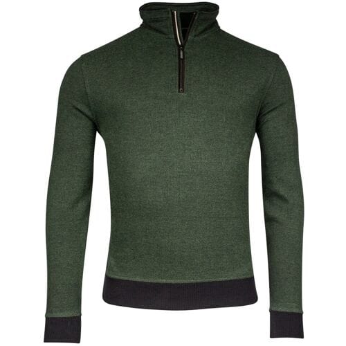 Baileys Trui Sweatshirt Half Zip Yarn Dyed Jacquard Doubleface Interlock Grasgroen / male