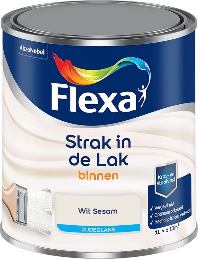 Flexa - Strak In De Lak Binnenlak Zijdeglans - Wit Sesam - Mengverf - 1 L
