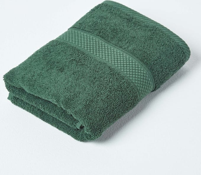 Homescapes Turkse katoenen handdoek, donkergroen
