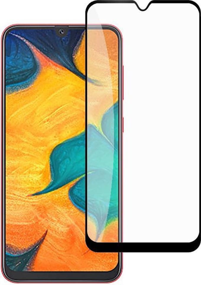 Geschikt voor Samsung Galaxy A50 Screenprotector - A50 Screen Protector Bescherm Glas Full Cover Zwart