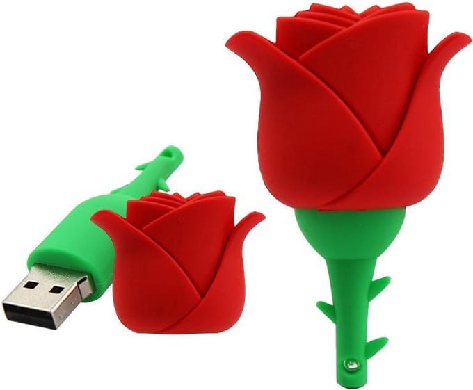 Roos usb stick 128GB 3.0 - bloem usb stick, bloemen usb stick,