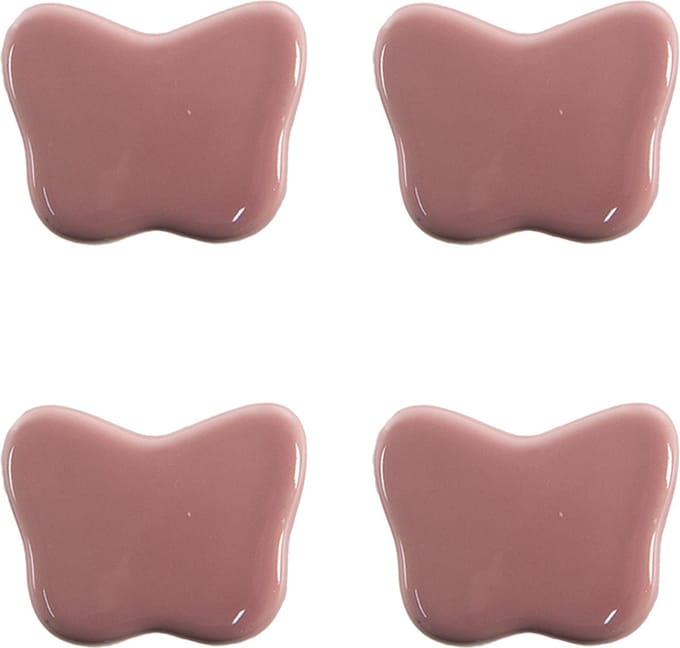 Clayre & Eef Deurknop Set van 4 Vlinder 4x3 cm Roze Keramiek
