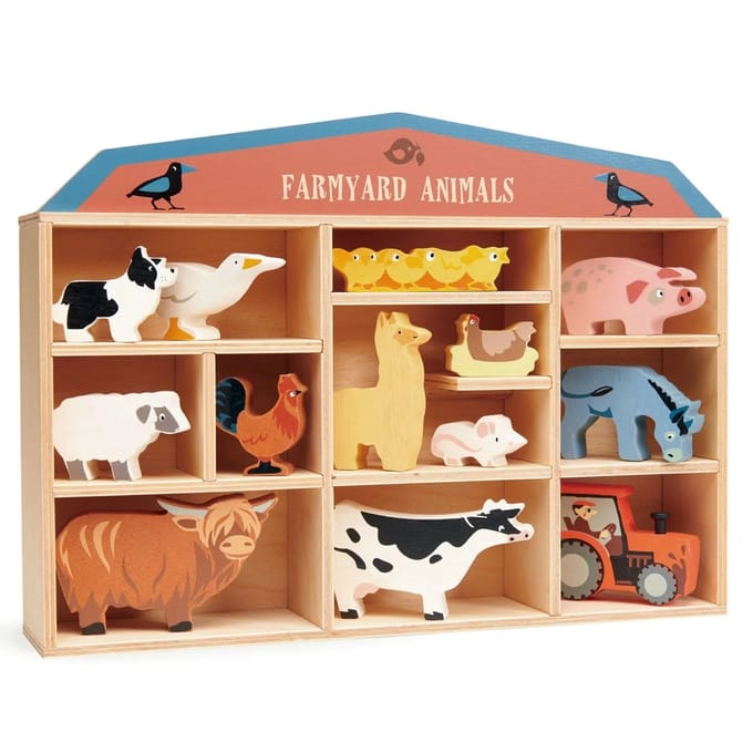Set houten Boerderijdieren met display | Tender Leaf Toys