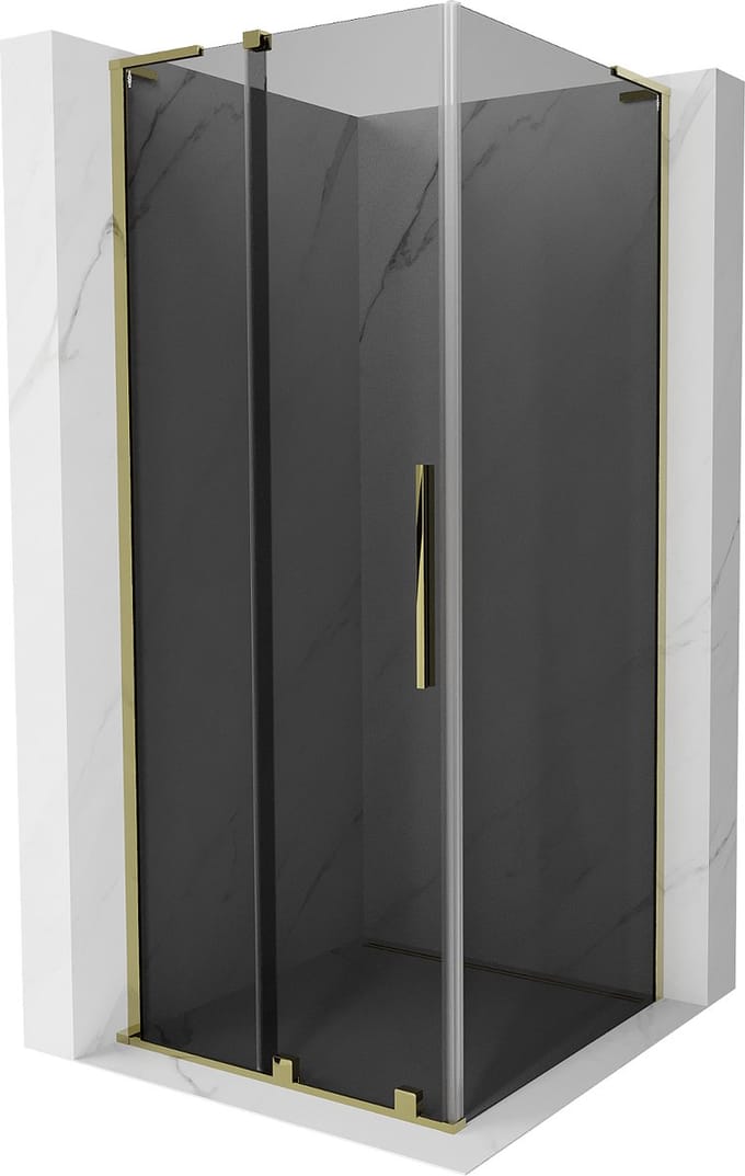 Mexen Velar L schuifbare douchecabine 100 x 100 , grafiet, goud - 871-100-100-43-50
