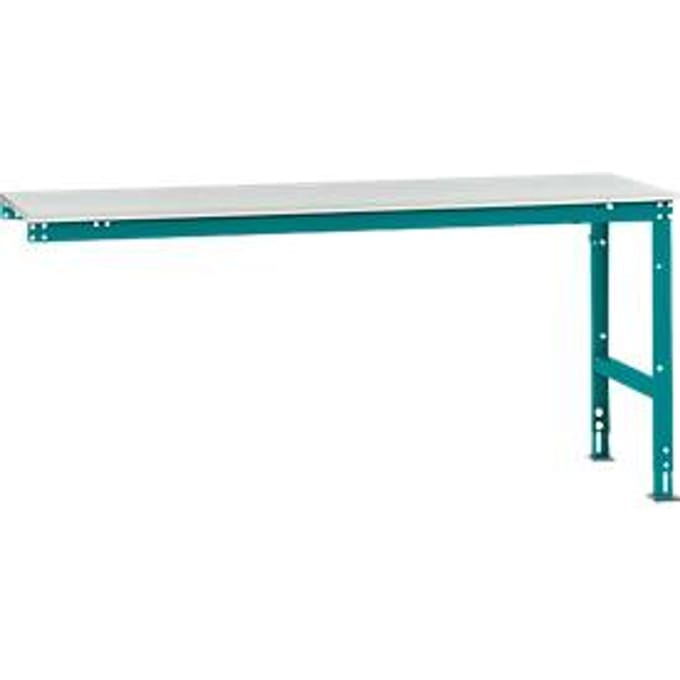 Manuflex aanbouwtafel UNIVERSAL Standaard, 2000 x 800 mm, melamine lichtgrijs, waterblauw