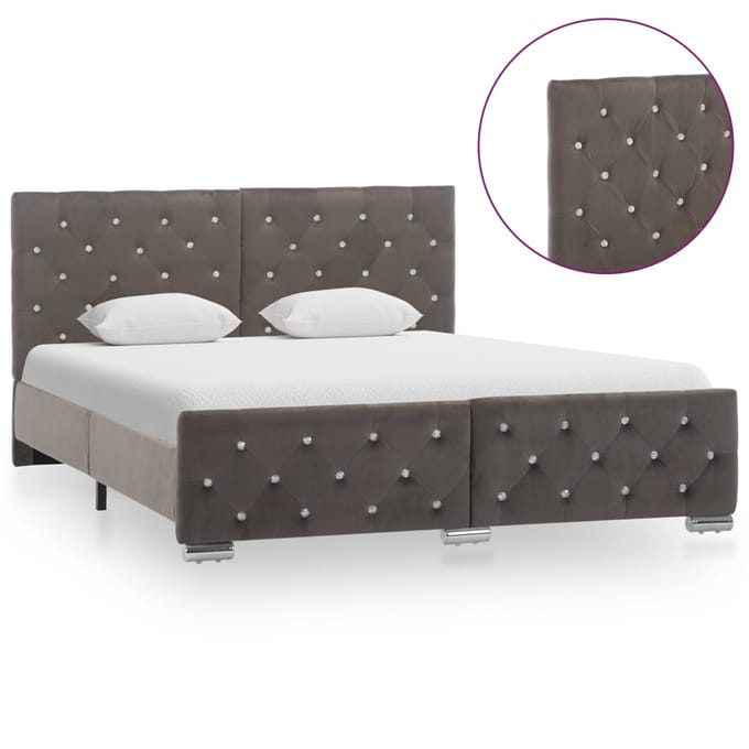 vidaXL - Bedframe - fluweel - grijs - 140x200 - cm