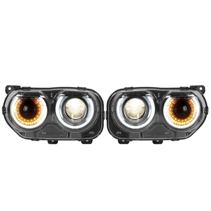 VLAND LED Projector Koplampen Dubbele Bundels Geschikt voor Dodge Challenger SRT Hellcat 2015 2020 LHD gray