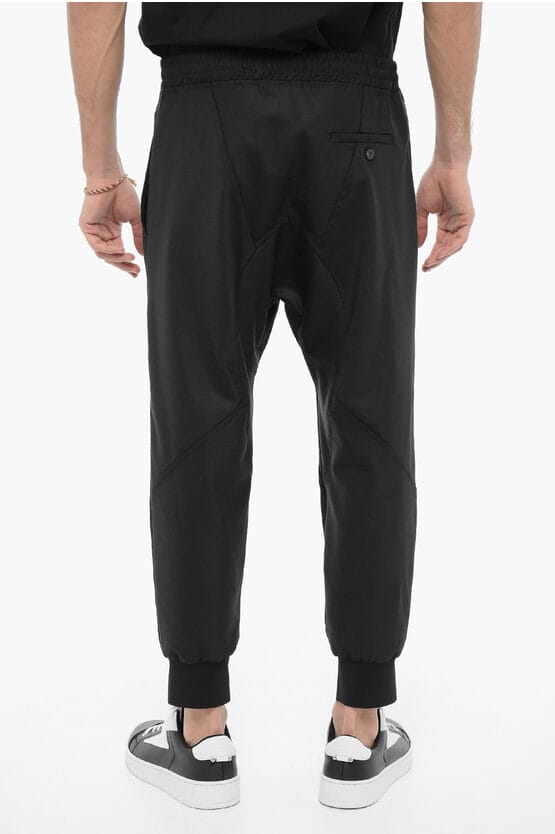 Slouch Fit Virgin Wool Blend Casual Broek in Zwart