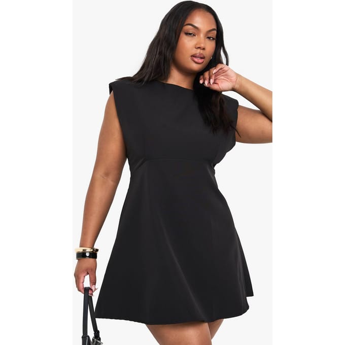 boohoo Dames PLUS CAP MOUW MINI JURK | Zwart | Maat: 46