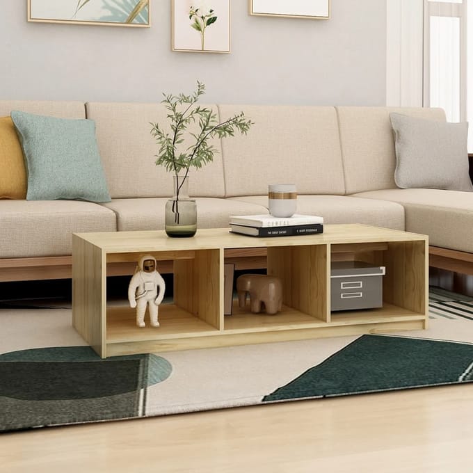 vidaXL - Salontafel - 110x50x34 - cm - massief - vurenhout